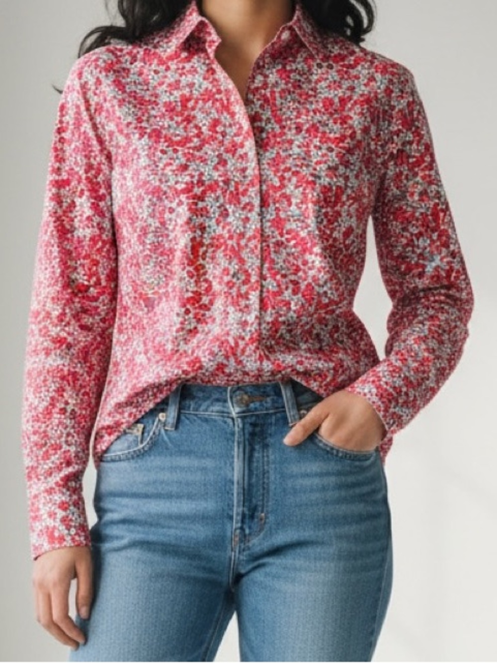 J Crew Re-Imagined Size 10 Multicolor Floral Liberty Print Poplin Perfect Shirt